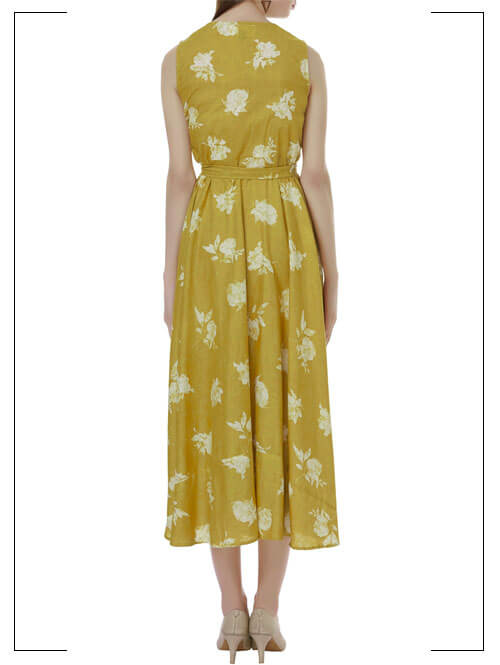 Vintage Yellow Floral Print Dress | Vintage Designer Dresses On Sale